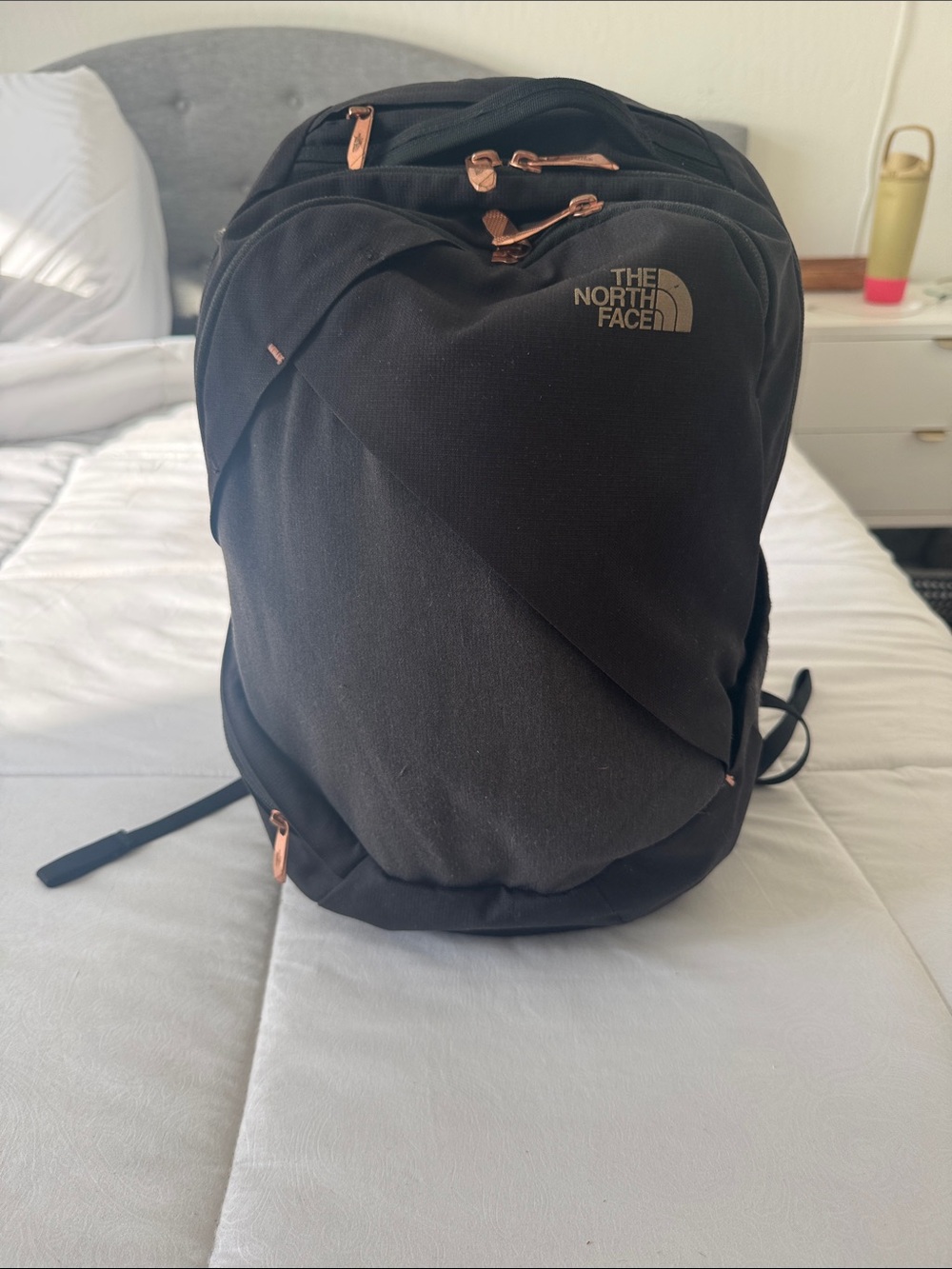 The North Face Black Backpack with Rose Gold Accents - Everyday Commuter